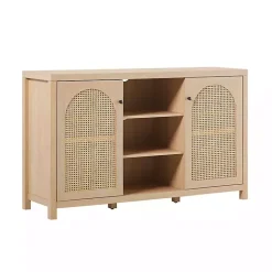 Kirklands Home Cabinets & Sideboards|Natural Wood and Rat 2-Door Sideboard Tan