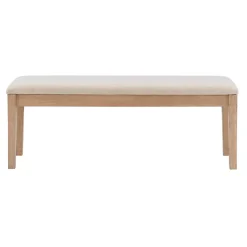 Kirklands Home Benches & Ottomans|Natural Wood and Upholstered Seat Bench Tan