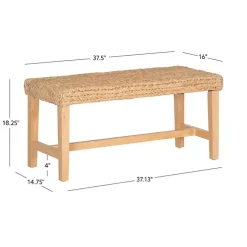 Kirklands Home Benches & Ottomans|Natural Wood and Woven Hyacinth Bench Tan