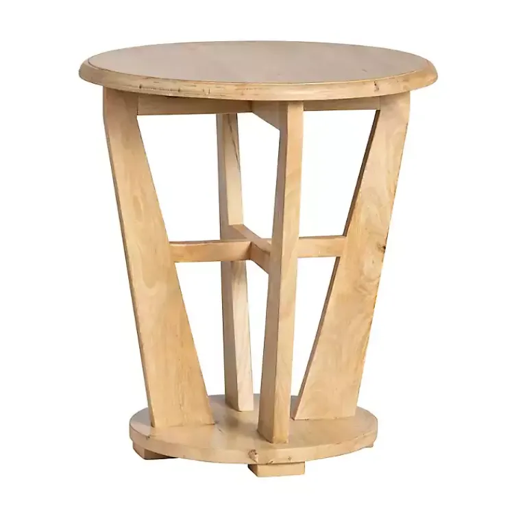 Kirklands Home Accent & End Tables|Natural Wood Angular Rory Accent Table Tan