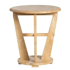 Kirklands Home Accent & End Tables|Natural Wood Angular Rory Accent Table Tan