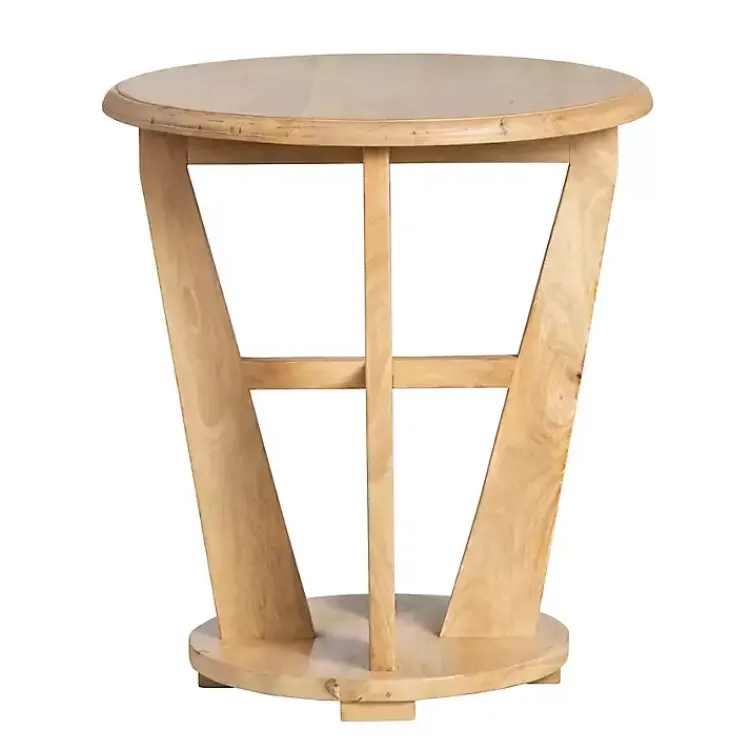 Kirklands Home Accent & End Tables|Natural Wood Angular Rory Accent Table Tan