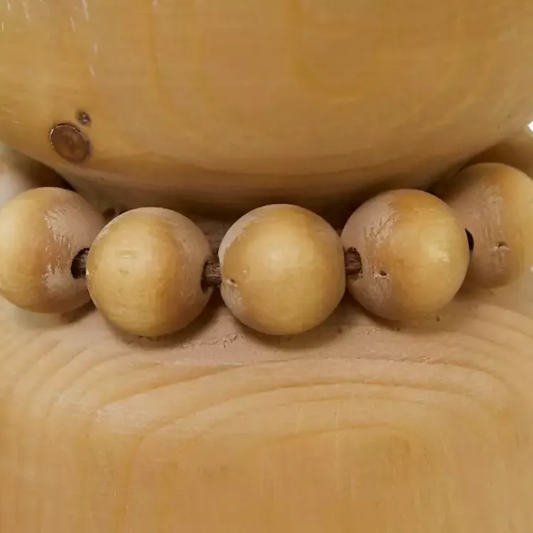 Natural Wood Beaded Candle Holders, Set of 2 Candle Holders