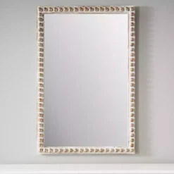 Kirklands Home Decorative Mirrors|Natural Wood Beaded Frame Mirror