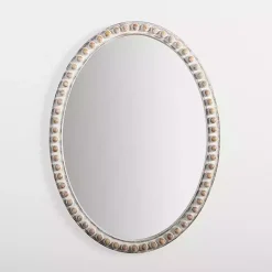 Kirklands Home Decorative Mirrors|Natural Wood Beaded Oval Mirror