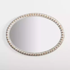 Kirklands Home Decorative Mirrors|Natural Wood Beaded Oval Mirror