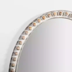 Kirklands Home Decorative Mirrors|Natural Wood Beaded Oval Mirror