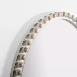 Kirklands Home Decorative Mirrors|Natural Wood Beaded Oval Mirror