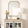 Kirklands Home Decorative Mirrors|Natural Wood Beaded Scalloped Rectangular Mirror