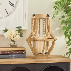 Discount Natural Wood Beaded Teardrop Lantern Lanterns