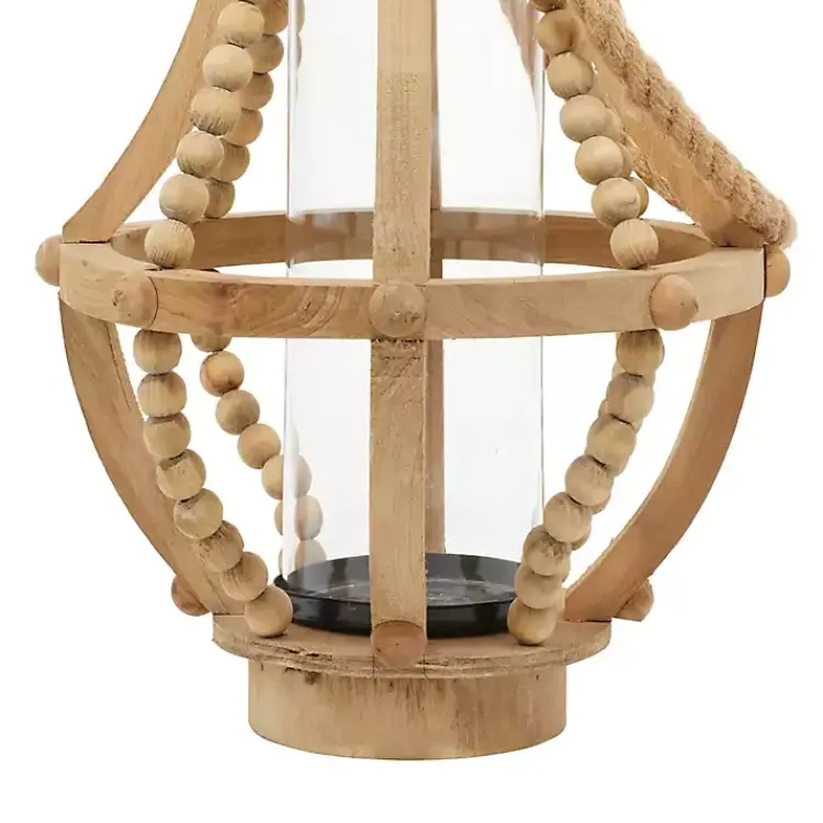 Discount Natural Wood Beaded Teardrop Lantern Lanterns
