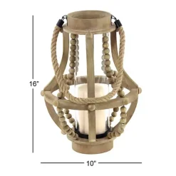 Discount Natural Wood Beaded Teardrop Lantern Lanterns