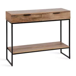 Kirklands Home Console Tables|Natural Wood Metal Console Table Black