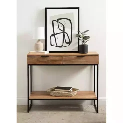 Kirklands Home Console Tables|Natural Wood Metal Console Table Black