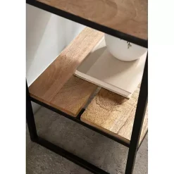 Kirklands Home Accent & End Tables|Natural Wood Metal Accent Table Black