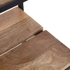 Kirklands Home Accent & End Tables|Natural Wood Metal Accent Table Black