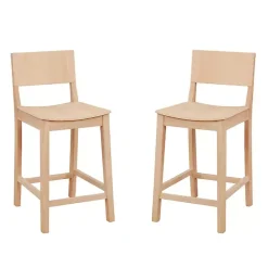 Kirklands Home Bar Stools & Counter Height Stools|Natural Wood Devin Counter Stools, Set of 2 Tan