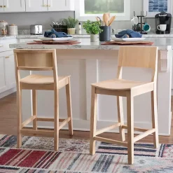 Kirklands Home Bar Stools & Counter Height Stools|Natural Wood Devin Counter Stools, Set of 2 Tan