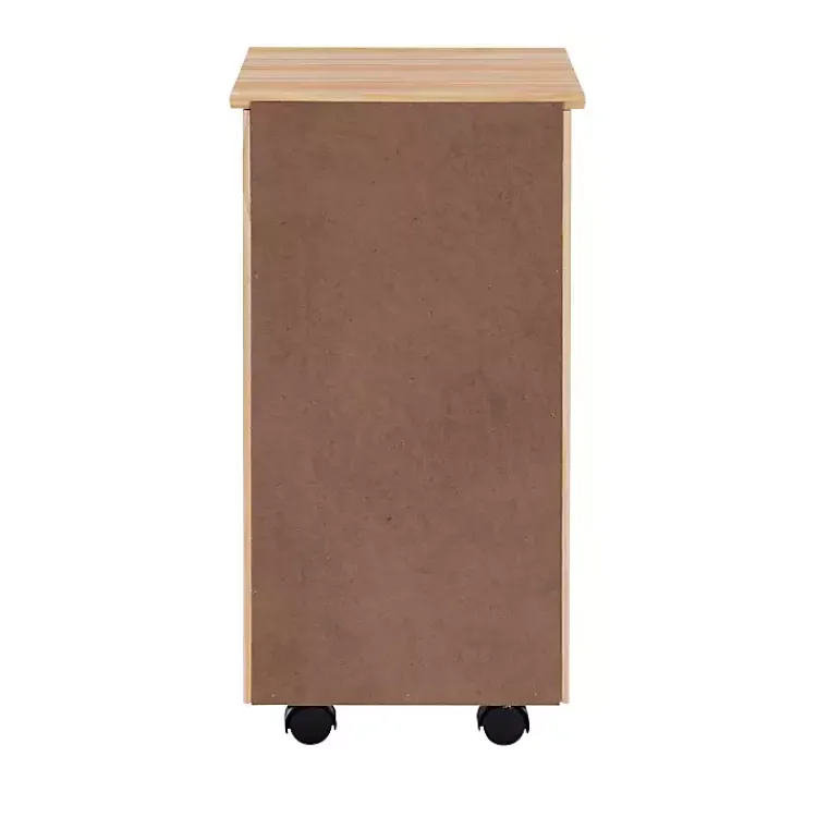 Kirklands Home Office Furniture|Natural Wood 6-Drawer Cary Storage Cart Tan
