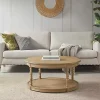 Kirklands Home Coffee Tables|Natural Wood Finish Turned Leg Round Coffee Table