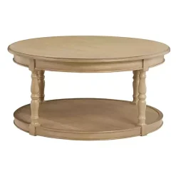 Kirklands Home Coffee Tables|Natural Wood Finish Turned Leg Round Coffee Table