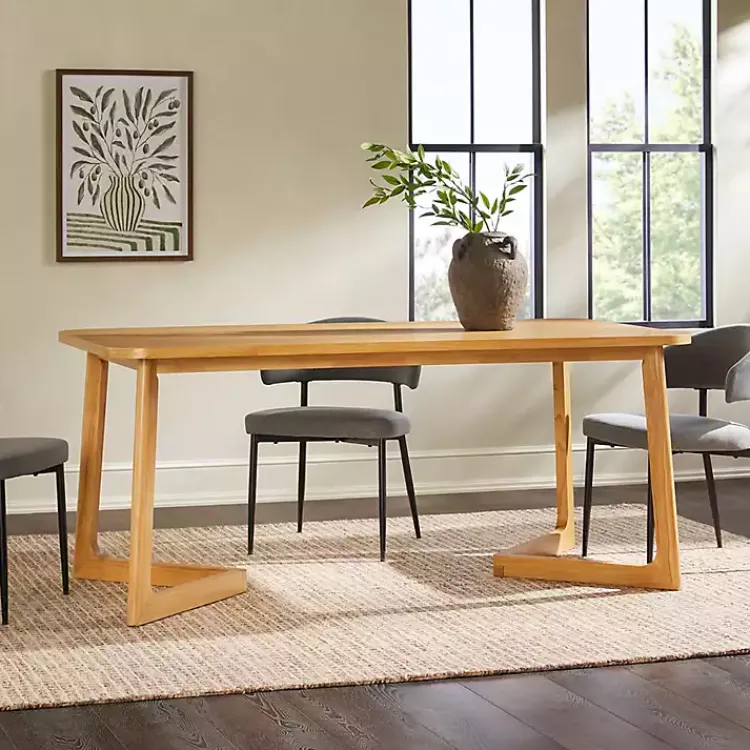 Kirklands Home Dining Tables|Natural Wood Geometric Legs Dining Table Tan
