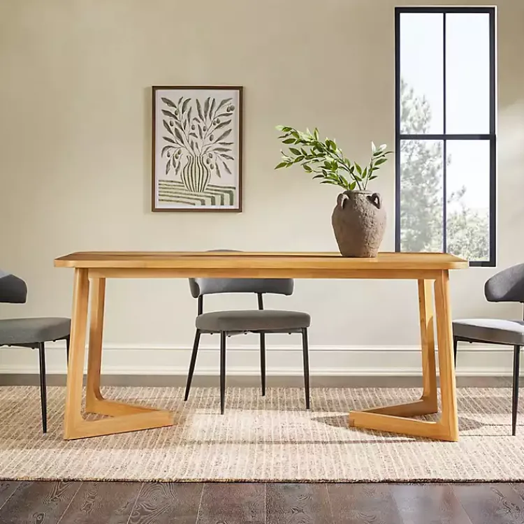 Kirklands Home Dining Tables|Natural Wood Geometric Legs Dining Table Tan