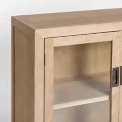 Kirklands Home Cabinets & Sideboards|Natural Wood Glass Door Modular Cabinet Tan