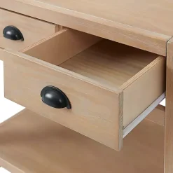 Kirklands Home Nightstands|Natural Wood Grain Open Shelf Nightsd Tan