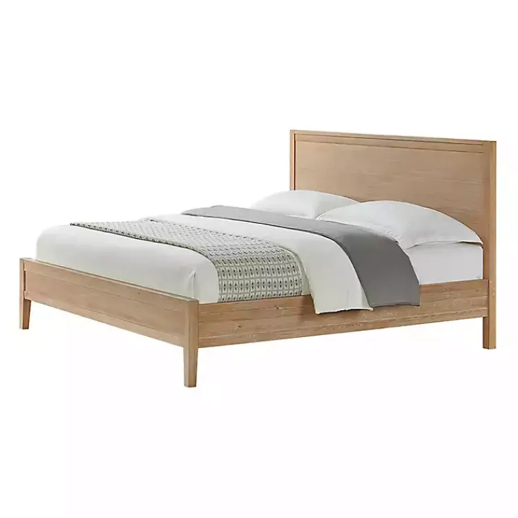 Kirklands Home Beds & Headboards|Natural Wood Grain Panel King Bed Tan