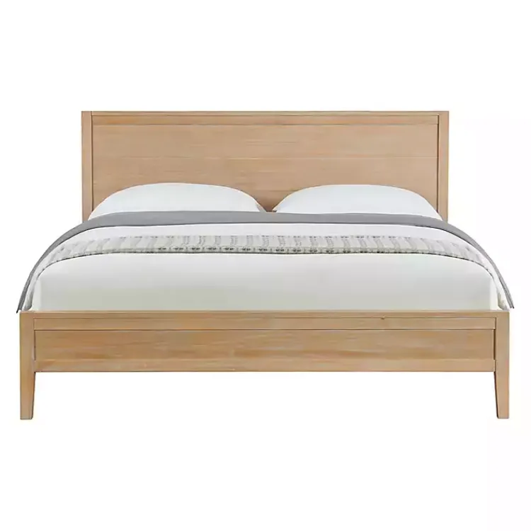Kirklands Home Beds & Headboards|Natural Wood Grain Panel King Bed Tan