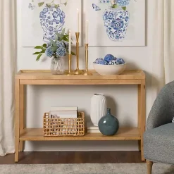 Kirklands Home Console Tables|Natural Wood Hughes Console Table Tan