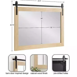 Kirklands Home Decorative Mirrors|Natural Wood Metal Barn Door Wall Mirror