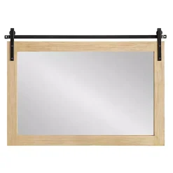 Kirklands Home Decorative Mirrors|Natural Wood Metal Barn Door Wall Mirror