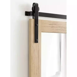 Kirklands Home Decorative Mirrors|Natural Wood Metal Barn Door Wall Mirror