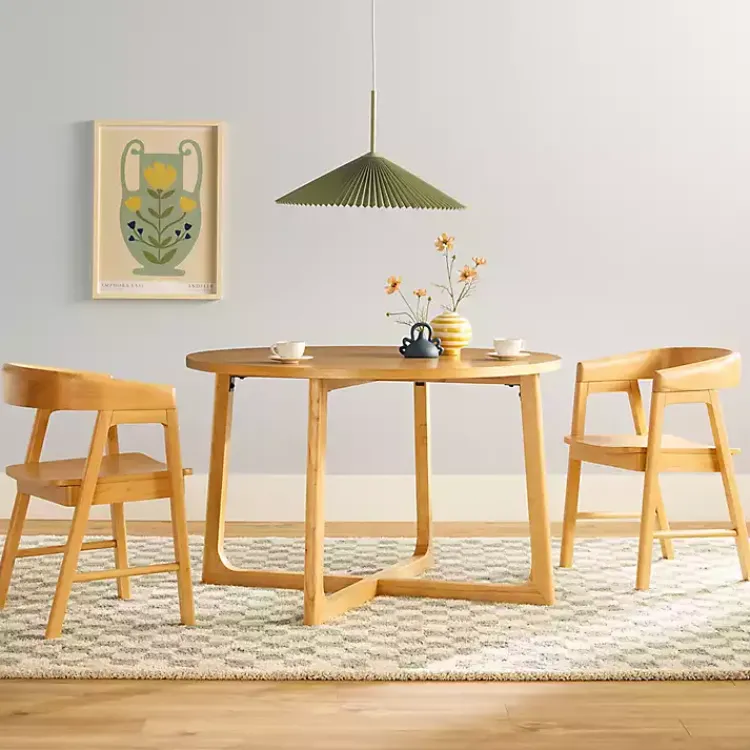 Kirklands Home Dining Tables|Natural Wood Modern Round Dining Table Tan