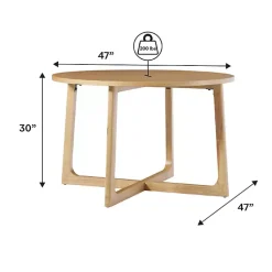 Kirklands Home Dining Tables|Natural Wood Modern Round Dining Table Tan