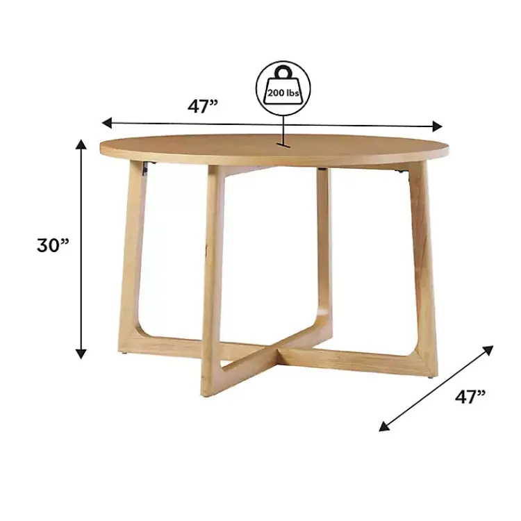 Kirklands Home Dining Tables|Natural Wood Modern Round Dining Table Tan