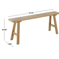 Kirklands Home Benches & Ottomans|Natural Wood Narrow Rustic Bench Brown