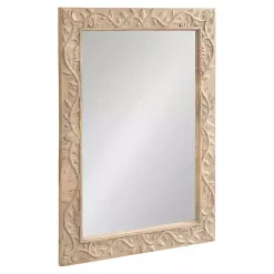 Kirklands Home Decorative Mirrors|Natural Wood Ornate Carved Wall Mirror Tan