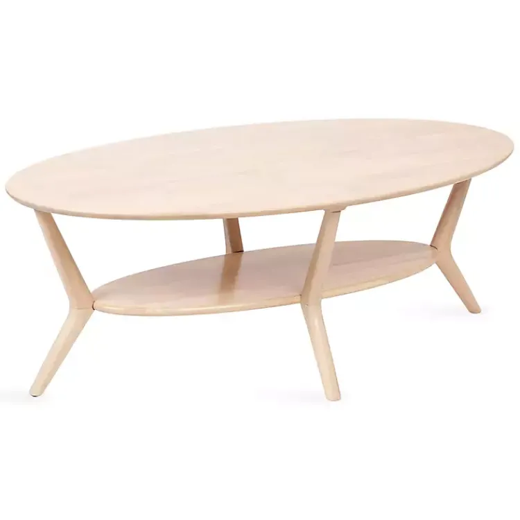 Kirklands Home Coffee Tables|Natural Wood Oval Nile Coffee Table Tan