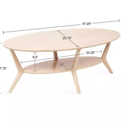 Kirklands Home Coffee Tables|Natural Wood Oval Nile Coffee Table Tan