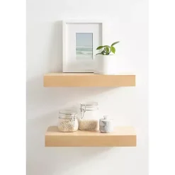 Kirklands Home Shelves|Natural Wood 2-pc. Floating Shelves, 18 in.