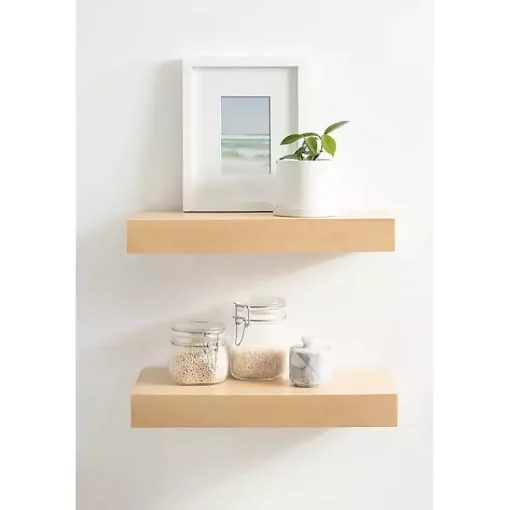 Kirklands Home Shelves|Natural Wood 2-pc. Floating Shelves, 18 in.