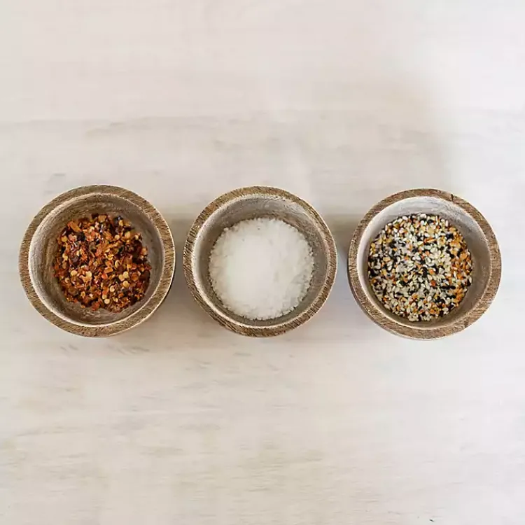 Kirklands Home Kitchen Accessories|Natural Wood Pinch Bowls, Set of 3 Brown