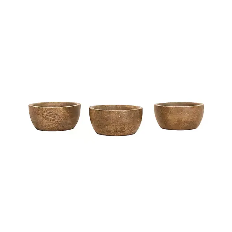 Kirklands Home Kitchen Accessories|Natural Wood Pinch Bowls, Set of 3 Brown