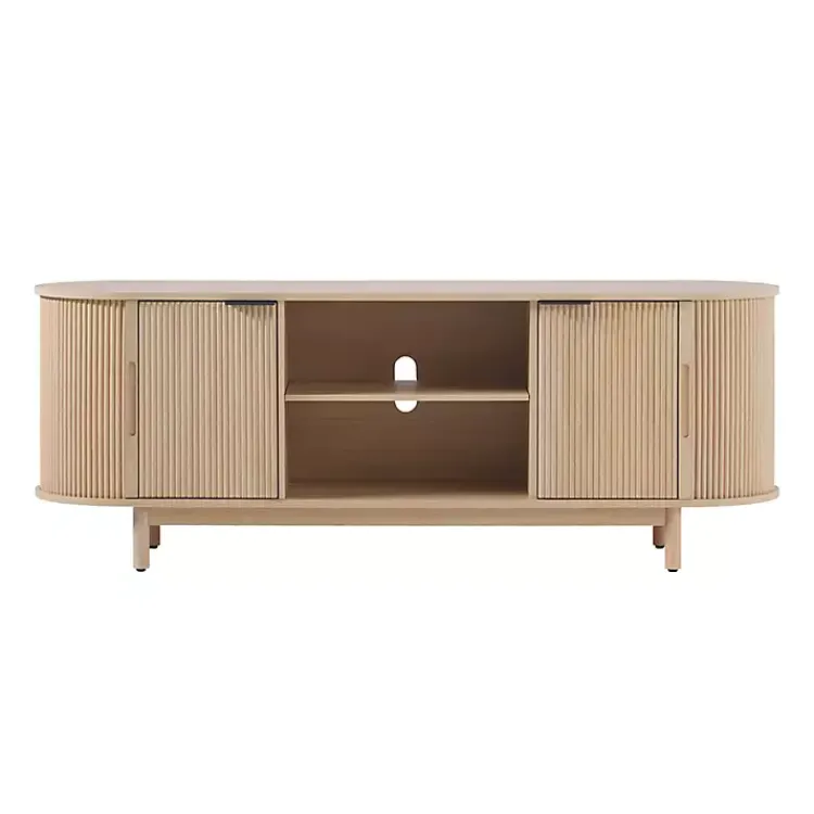 Kirklands Home Tv Stands & Media Consoles|Natural Wood Reeded Oval TV Sd Tan