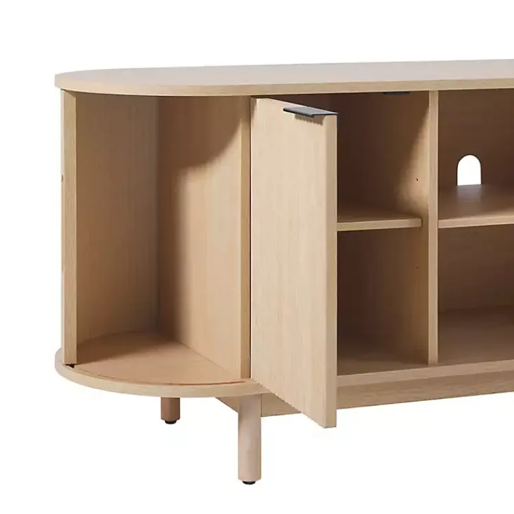 Kirklands Home Tv Stands & Media Consoles|Natural Wood Reeded Oval TV Sd Tan