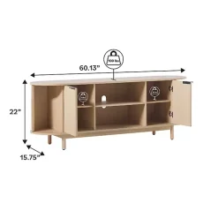 Kirklands Home Tv Stands & Media Consoles|Natural Wood Reeded Oval TV Sd Tan