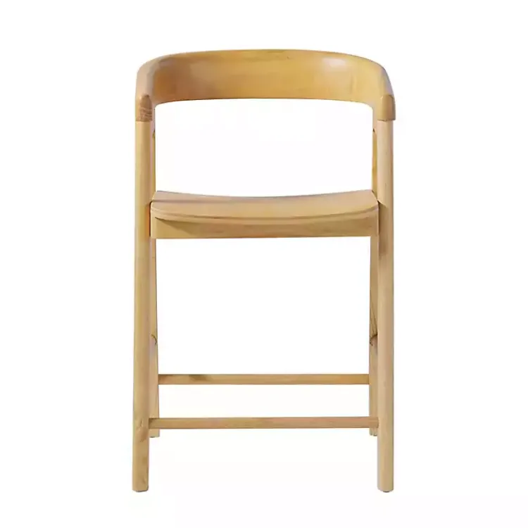 Kirklands Home Bar Stools & Counter Height Stools|Natural Wood Rounded Modern Counter Stool Tan